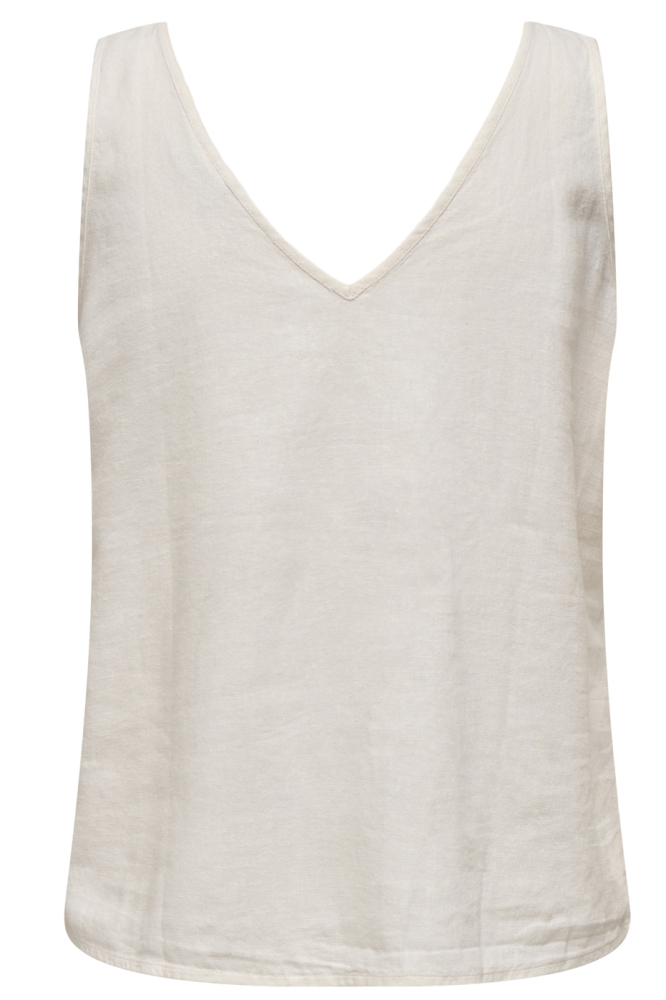JDYSAY S/L LINEN V-NECK TOP WVN DIA 15317387 SNOW WHITE